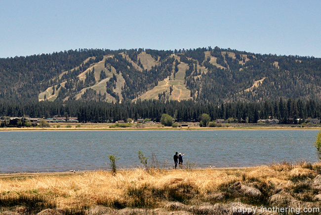 View of Snow Summit from the shoreline of Big Bear Lake