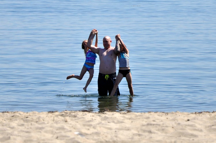 Brian, Zoë and Kaylee playing in the water in Santa Barbara