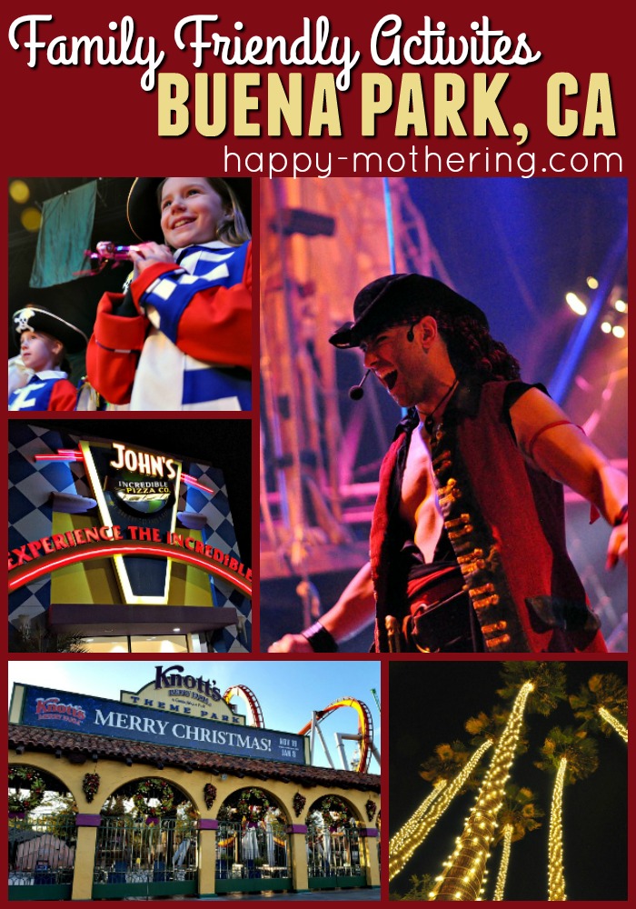 Collage of images from family entertainment venues in Buena Park, CA