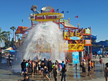 People being drenched with water at Knott's Soak City in Buena Park, CA