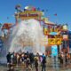 People being drenched with water at Knott's Soak City in Buena Park, CA