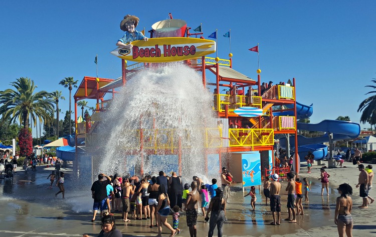 People being drenched with water at Knott's Soak City in Buena Park, CA