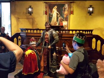 King knighting someone at Medieval Times in Buena Park, CA