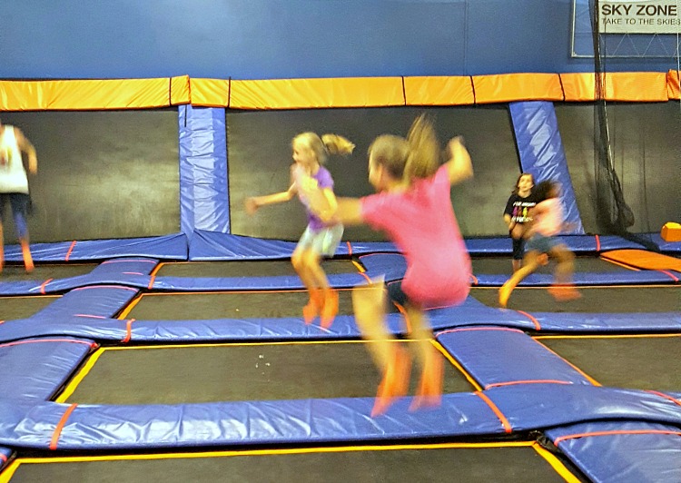 Girls free jumping at Sky Zone