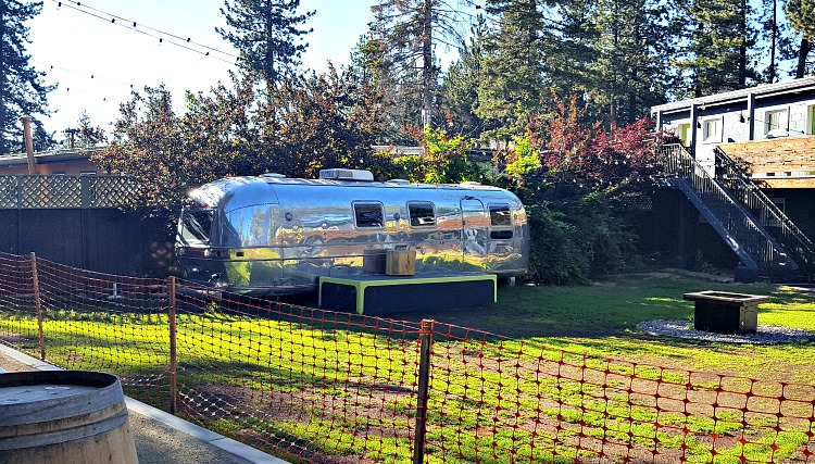 Basecamp Hotel Meeting area is an old airstream trailer