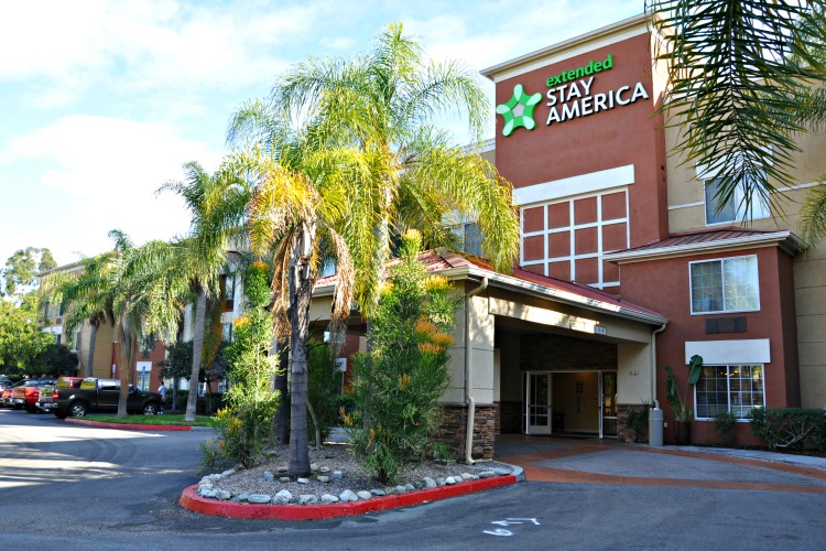 Exterior of Extended Stay America hotel in Cypress, CA