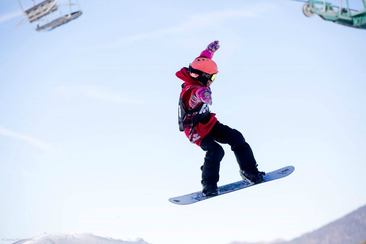 Zoe getting air at Slopestyle event