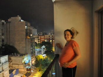 Chrystal pregnant during fireworks in Motevideo