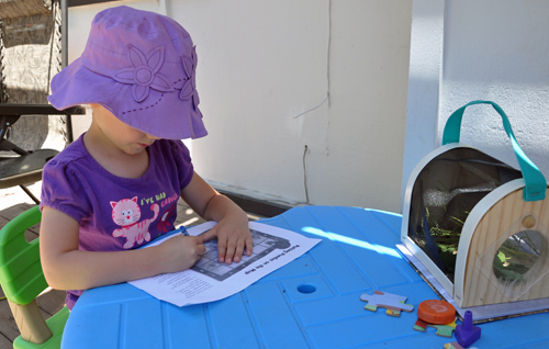 Kaylee working on her panda activity