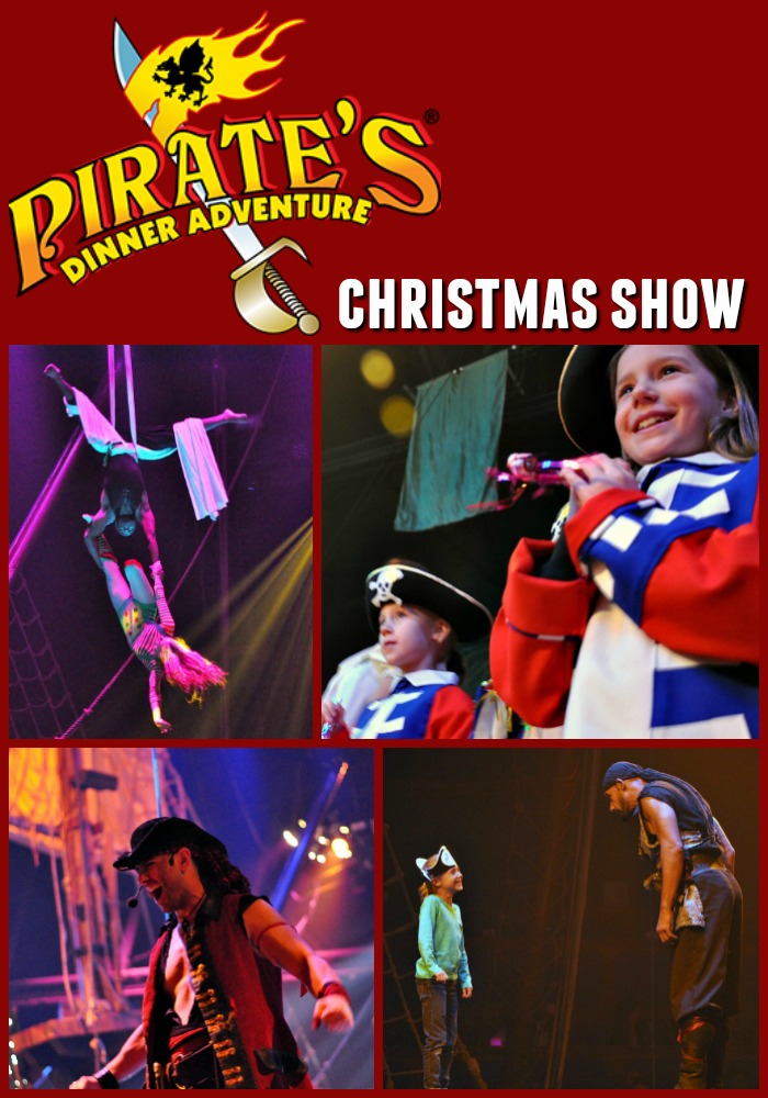 Collage of images from the Pirate's Dinner Adventure Christmas Show