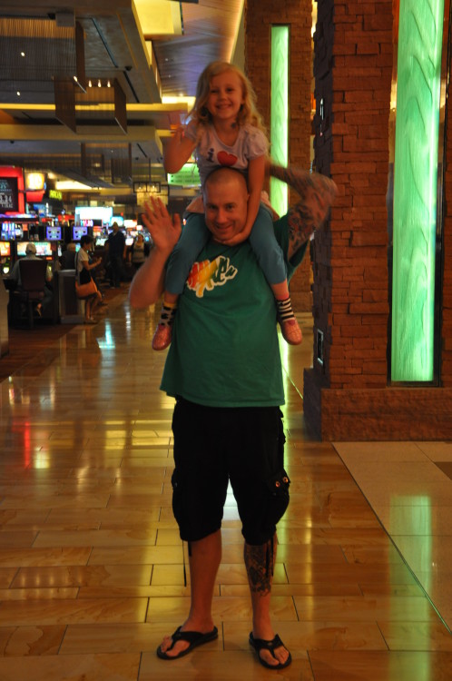 Brian giving Kaylee a shoulder ride at Red Rock Casino