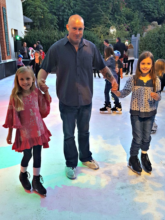 Brian, Zoë and Kaylee ice skating at the Four Seasons Westlake Village Let It Snow Event