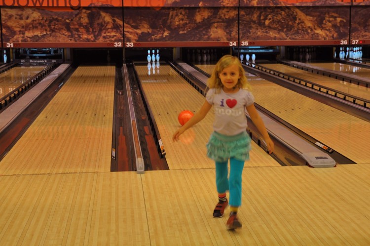 Kaylee walking away after bowling at Red Rock Lanes