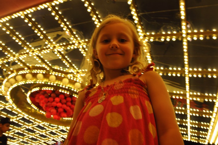 Kaylee enjoying the night time lights outside Circus Circus.