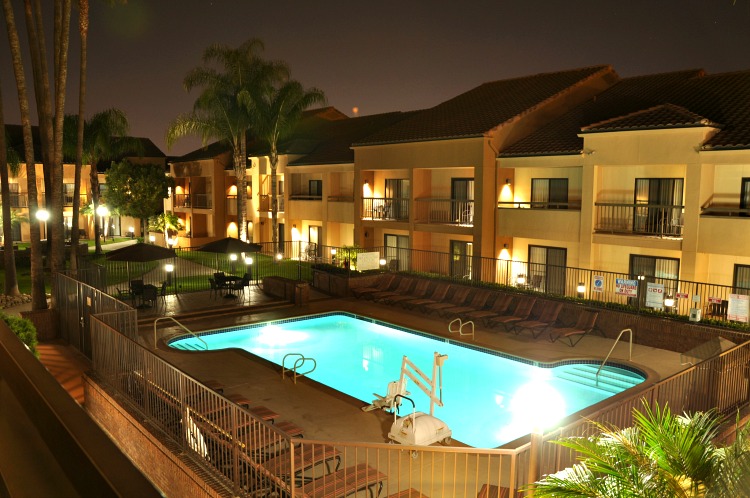 Pool at night at the Marriott Courtyard Buena Park