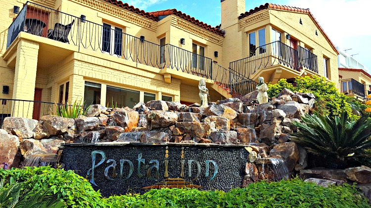 Pantai Inn entrance with waterfall