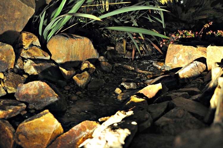 A calming stream runs through the Pantai Inn property in La Jolla, CA