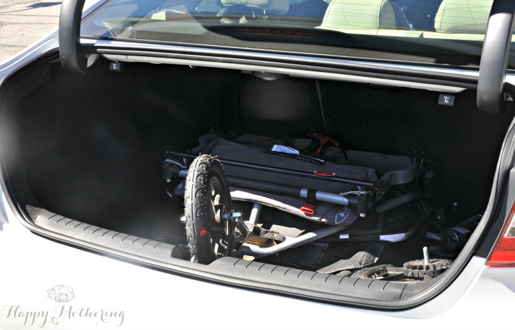 Hyundai Sonata Limited trunk with double stroller folded up in it