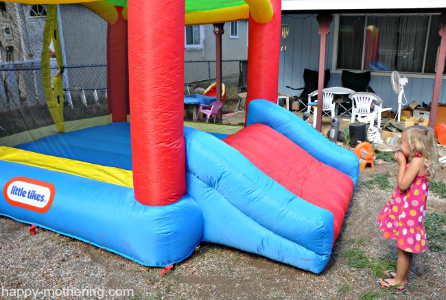 Kaylee so excited about her new bounce house