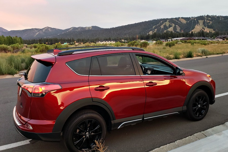 Toyota RAV4 with Snow Summit in the background